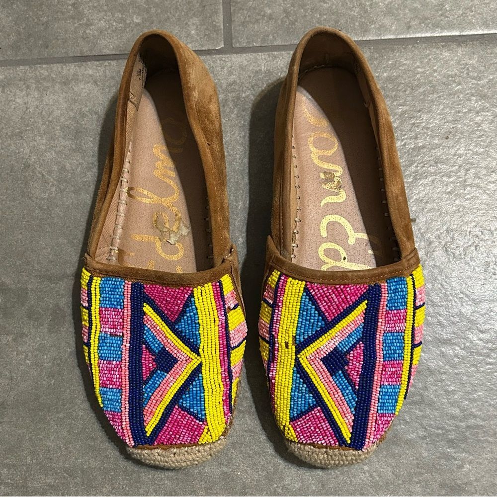 Sam Edelman Maris Vibrant Beaded Suede Espadrille Flats Women’s Shoe Size 7.5 - Picture 2 of 10